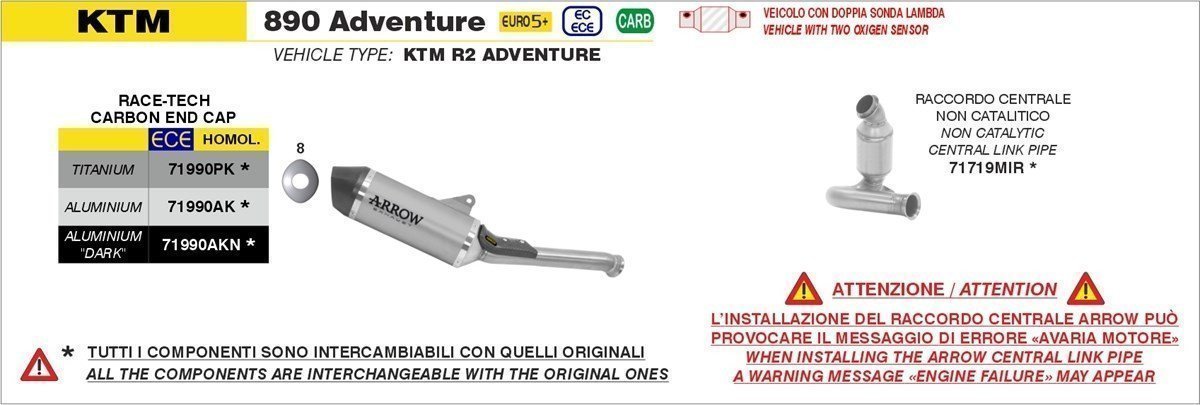 Silenciador Race-Tech de aluminio copa carbono KTM 790 ADVENTURE E5+ '25
