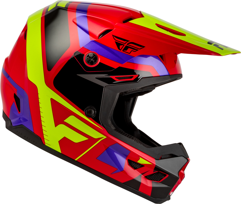 Casco infantil FLY RACING Kinetic Scrap - rojo/Hi-Vis/violeta/negro