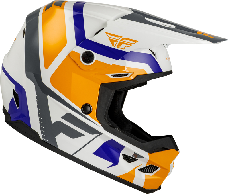 Casco infantil FLY RACING Kinetic Scrap - blanco/naranja/azul/gris