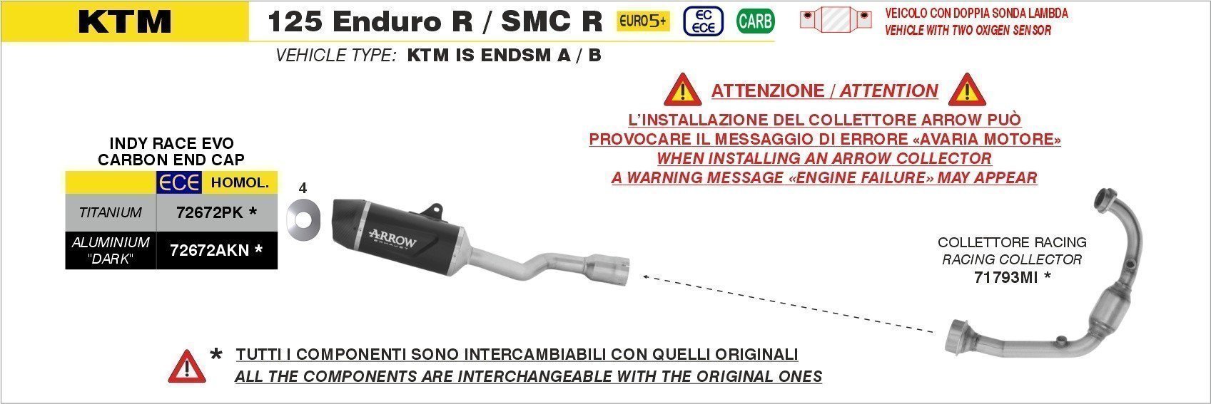 Silenciador Indy Race EVO de aluminio "Dark" fondo en carbono KTM 125 Enduro R / SMC-R 2025/2026